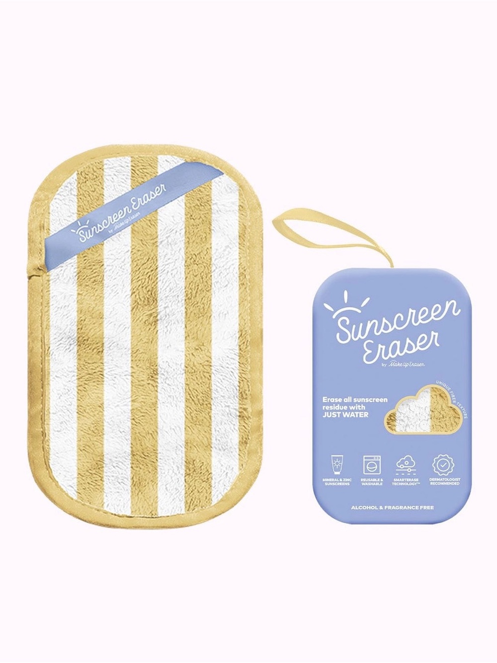 MakeUp Eraser Sunscreen Eraser Pad in Gold & White Stripes